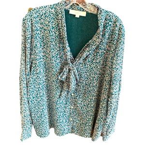 EUC Loft Floral Tie Blouse